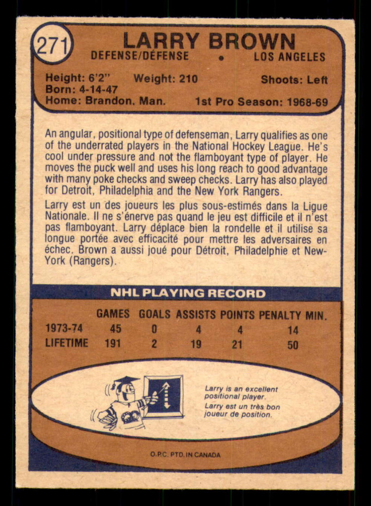 1974-75 O-Pee-Chee #271 Larry Brown Excellent+ RC Rookie 