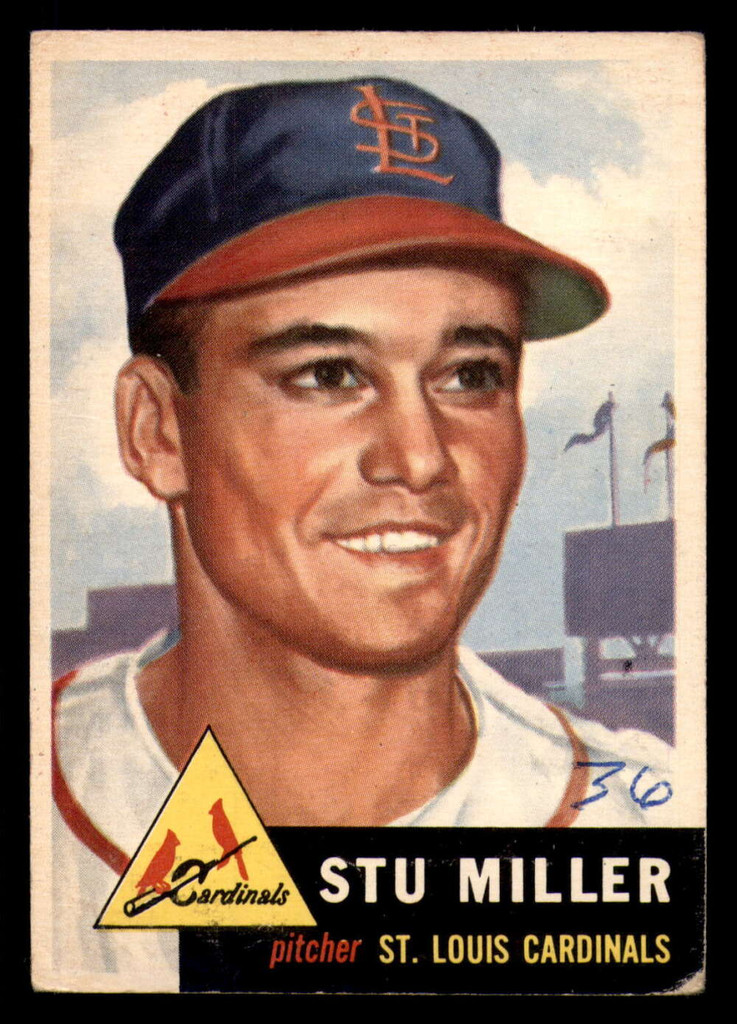 1953 Topps #183 Stu Miller Writing on Card RC Rookie Cardinals ID:382511