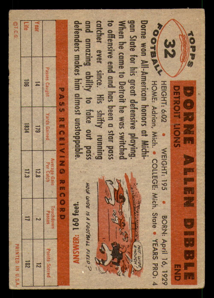 1956 Topps #32 Dorne Dibble Very Good 
