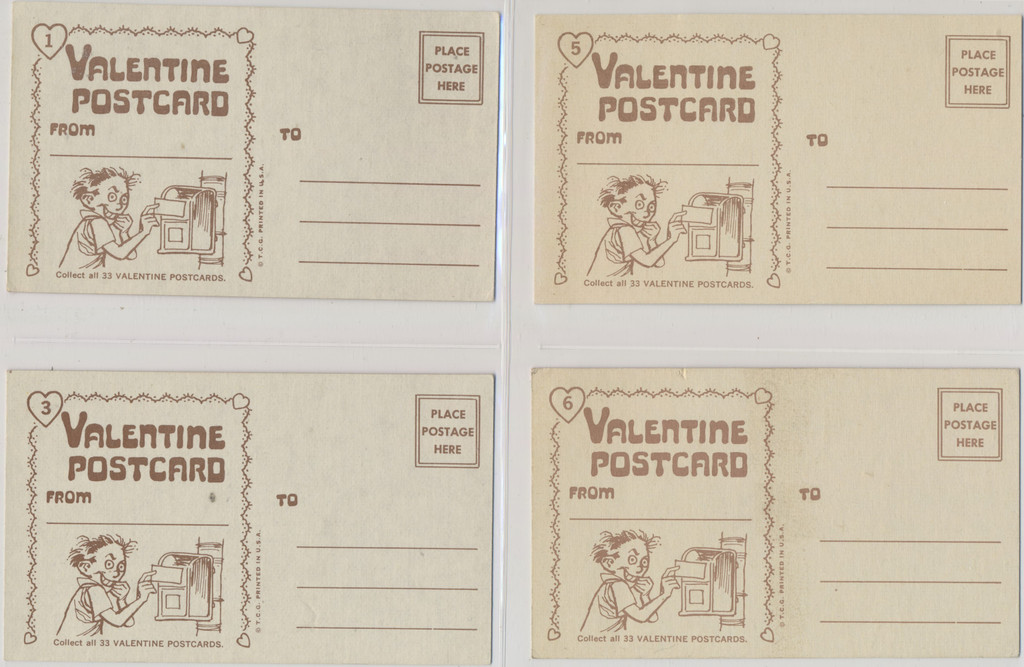 1970 Topps R798-27  Valentine Postcards 18 Different & 2 DEups Total 20  #*