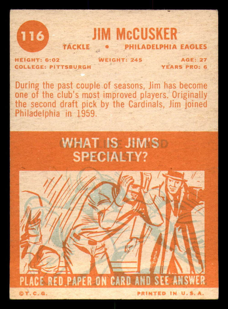 1963 Topps #116 Jim McCusker Very Good SP  ID: 384835