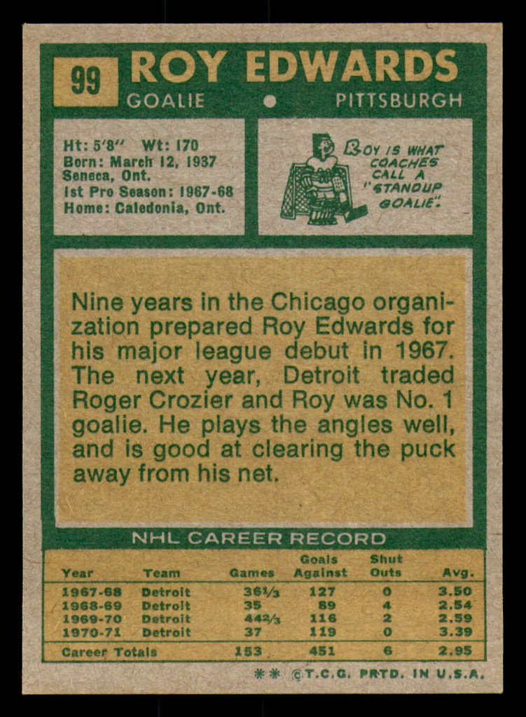 1971-72 Topps #99 Roy Edwards Ex-Mint  ID: 384946