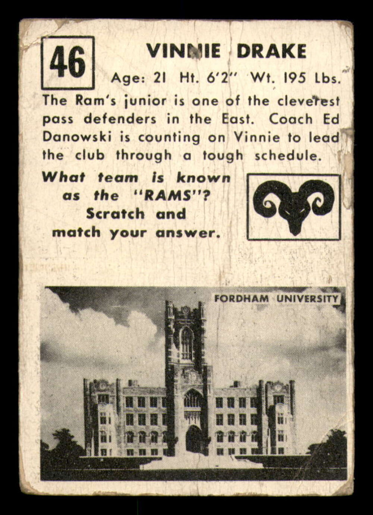 1951 Topps #46 Vinnie Drake Poor  ID: 385036