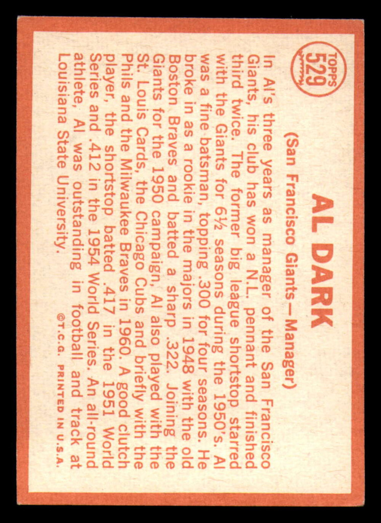 1964 Topps #529 Alvin Dark Excellent+  ID: 386524