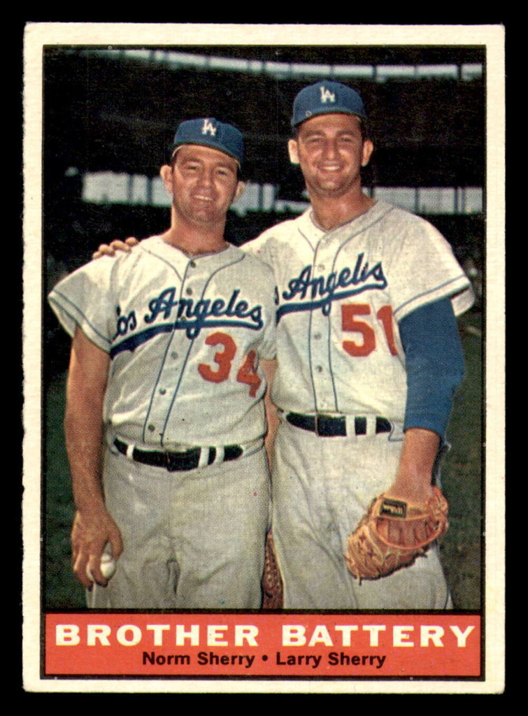 1961 Topps #521 Norm Sherry/Larry Sherry Brother Battery Excellent+ 