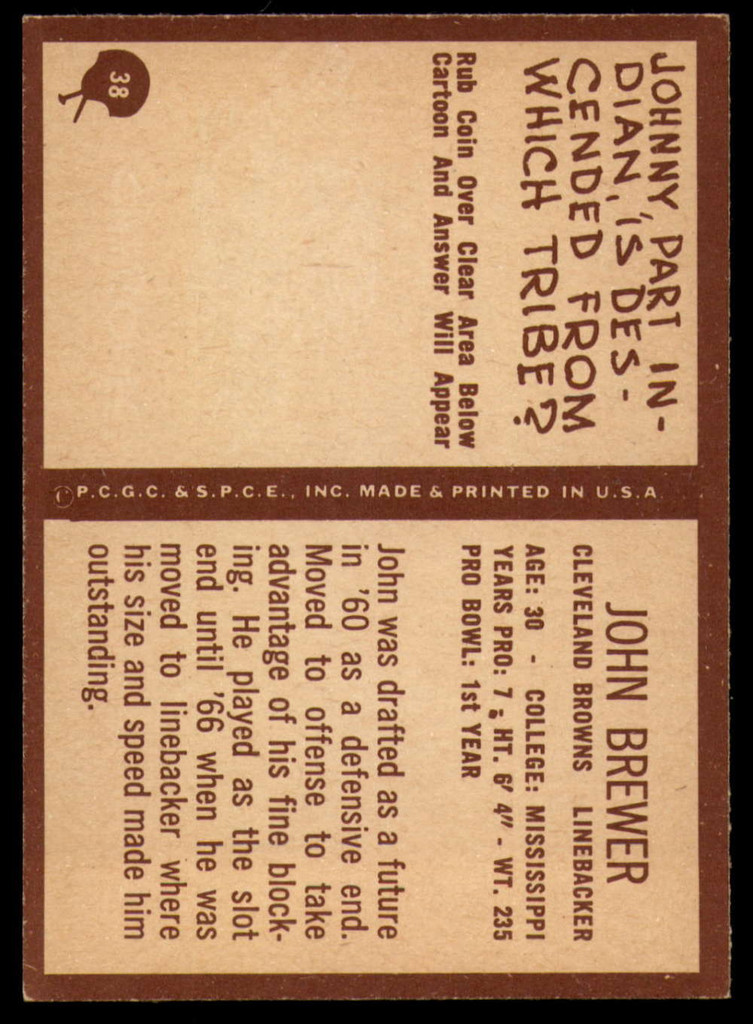 1967 Philadelphia #38 John Brewer Near Mint+  ID: 141291