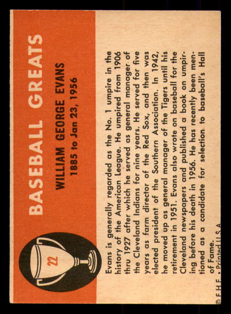 1961 Fleer #22 Billy Evans Ex-Mint  ID: 387023