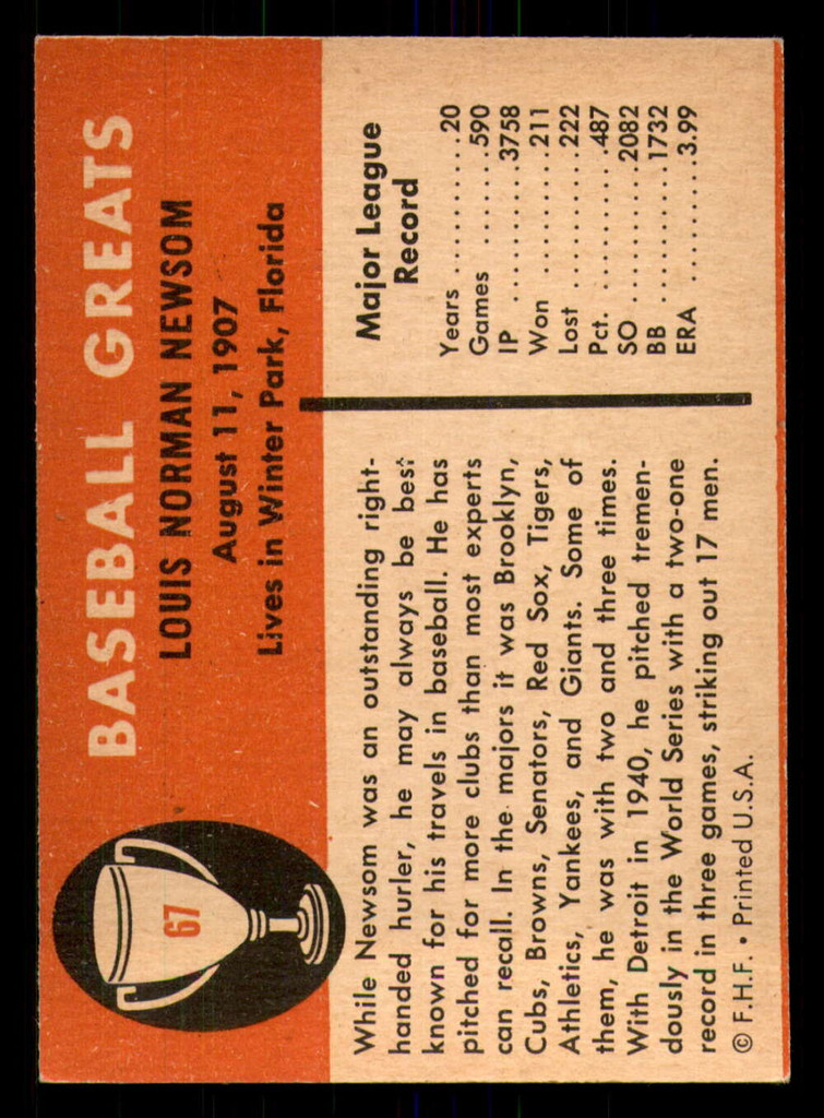 1961 Fleer #67 Bobo Newsom Ex-Mint  ID: 387126