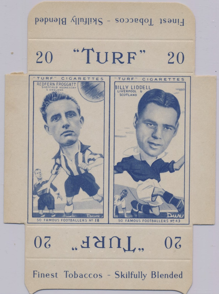 1949 Turf Cigarettes "20" Unused Box Famous Footballers #18 & #43  #*  sku35353