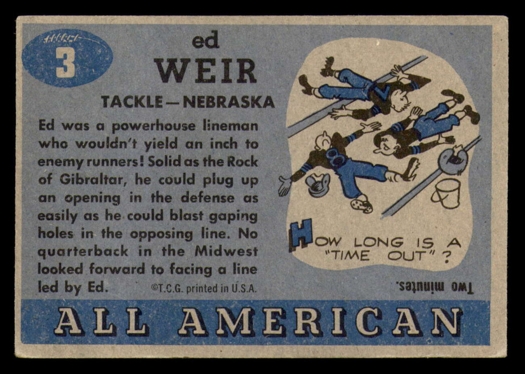 1955 Topps All American #3 Ed Weir Very Good  ID: 387146