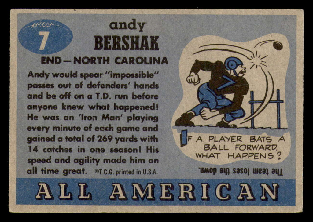 1955 Topps All American #7 Andy Bershak Excellent  ID: 387150