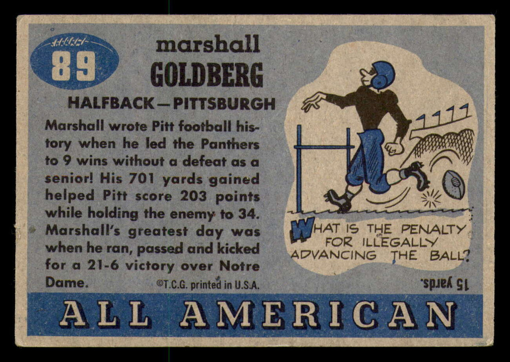1955 Topps All American #89 Marshall Goldberg Very Good 