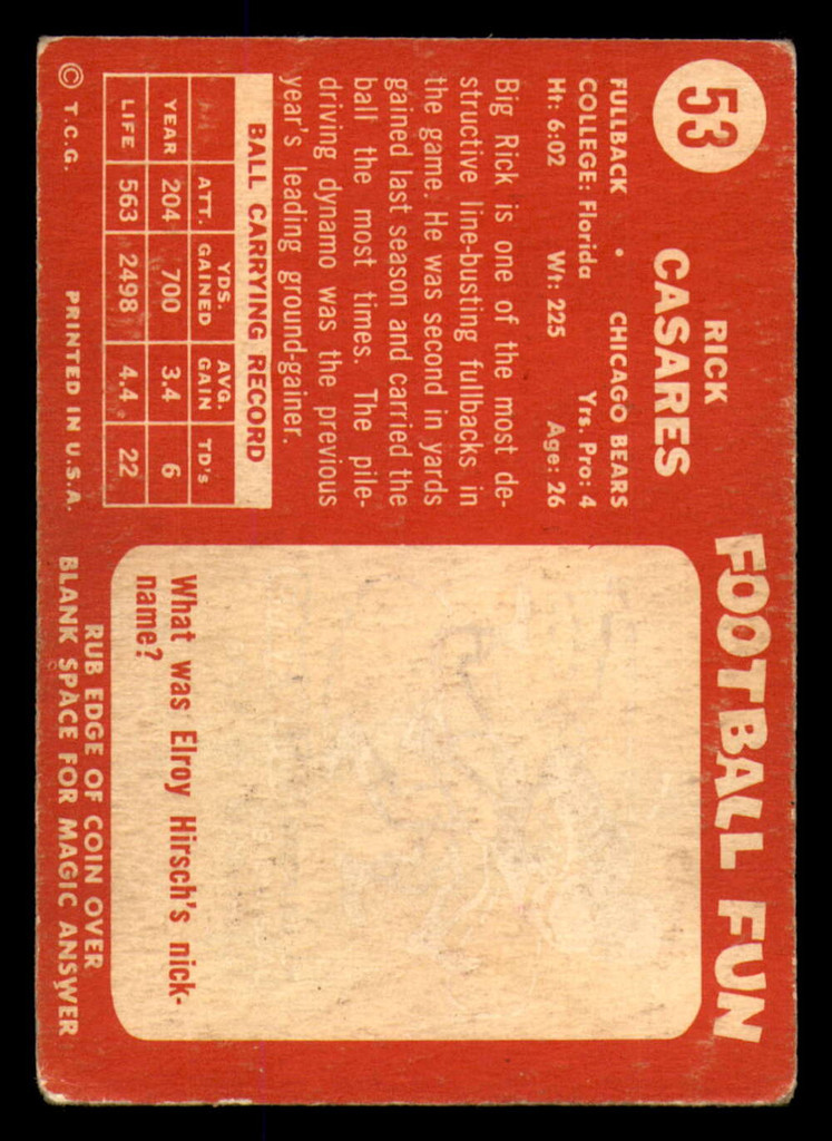 1958 Topps #53 Rick Casares Very Good  ID: 387357