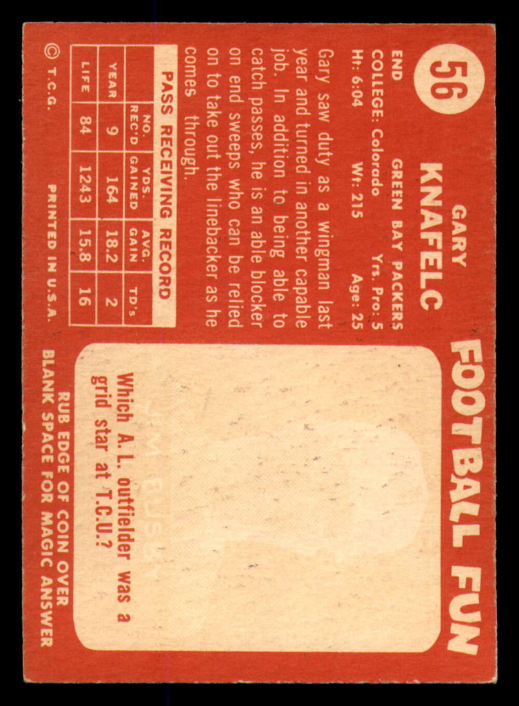 1958 Topps #56 Gary Knafelc Ex-Mint  ID: 387364
