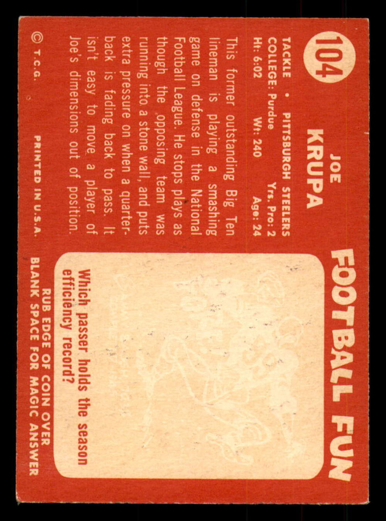 1958 Topps #104 Joe Krupa Excellent+  ID: 387476