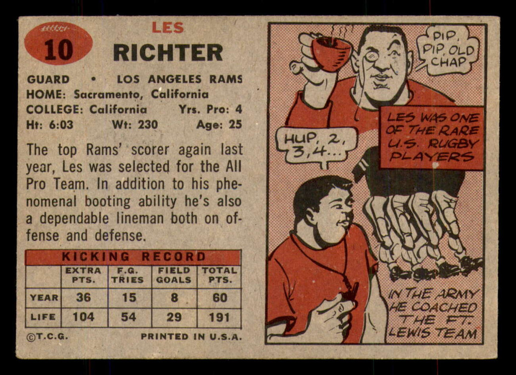 1957 Topps #10 Les Richter Excellent  ID: 388120