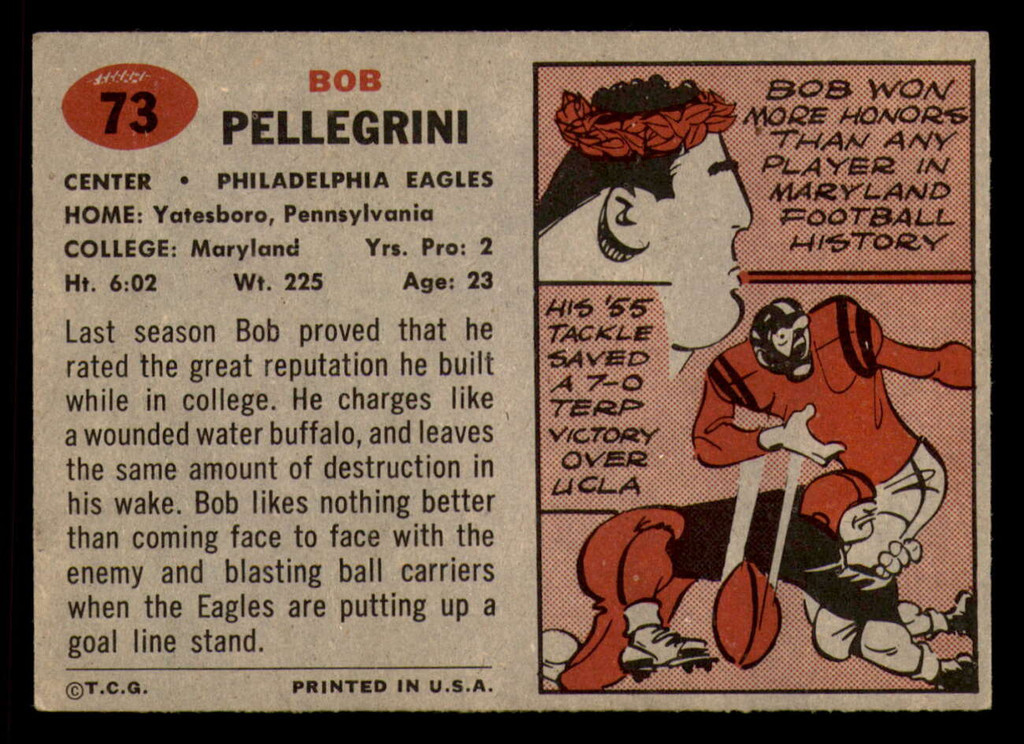1957 Topps #73 Bob Pellegrini Very Good  ID: 388170