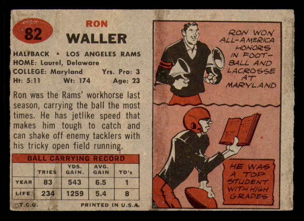 1957 Topps #82 Ron Waller Excellent+  ID: 388174