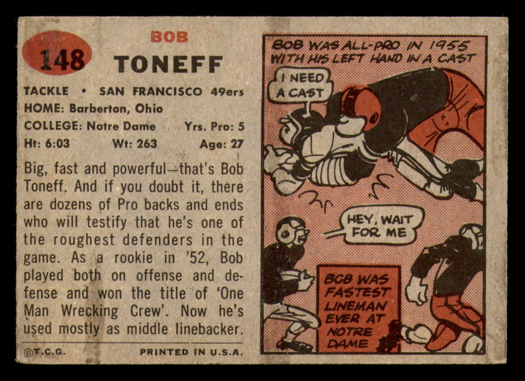 1957 Topps #148 Bob Toneff DP Excellent 