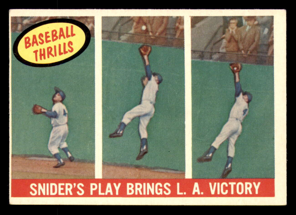 1959 Topps #468 Duke Snider Snider's Play Bring L.A. Victory Very Good  ID: 389007