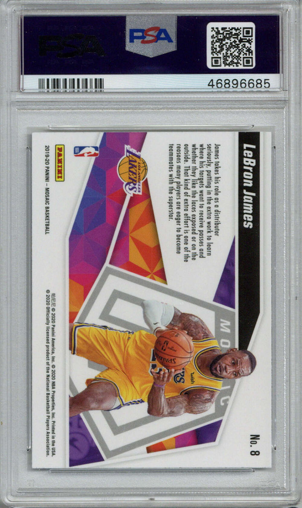 2019 Panini Mosaic #8 Lebron James PSA 10 Gem Mint Give and Go ID: 389433