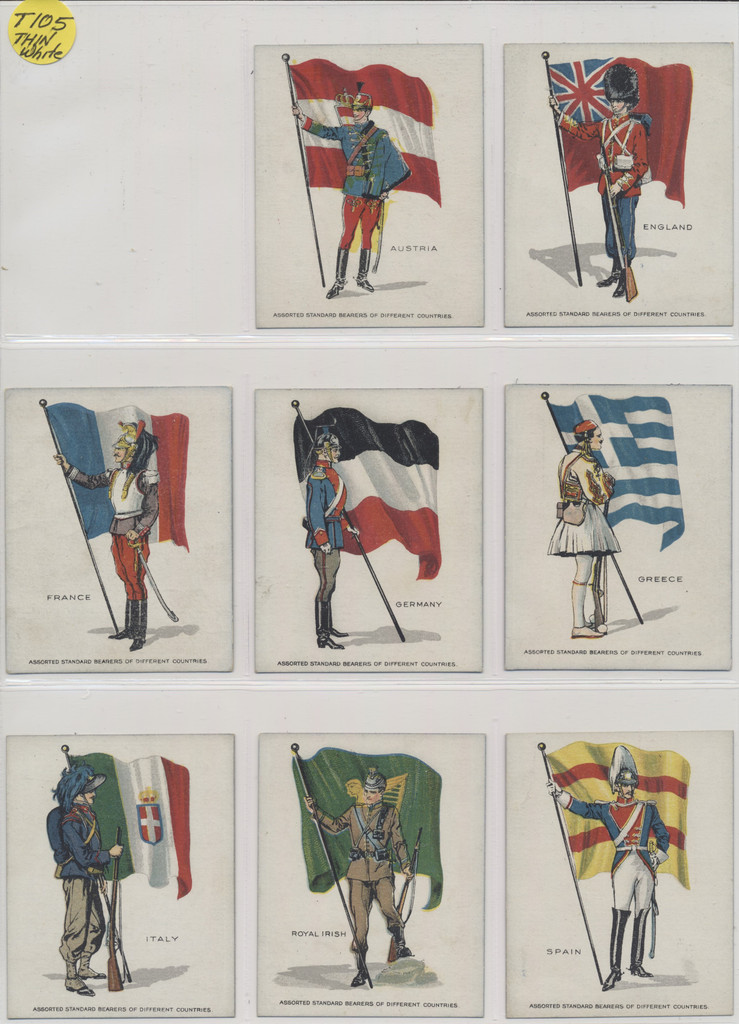 1914-16 T105 Assorted Standard Bearers Of Different Countries Thin Line Back Lot Of 8  #*sku335436