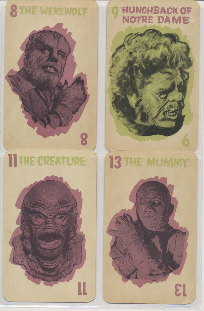 1964 Universal Pictures Monsters Old Maid Cards From Game Lot 10 Different 5 3/4 by 301/2 inches  #*sku35447