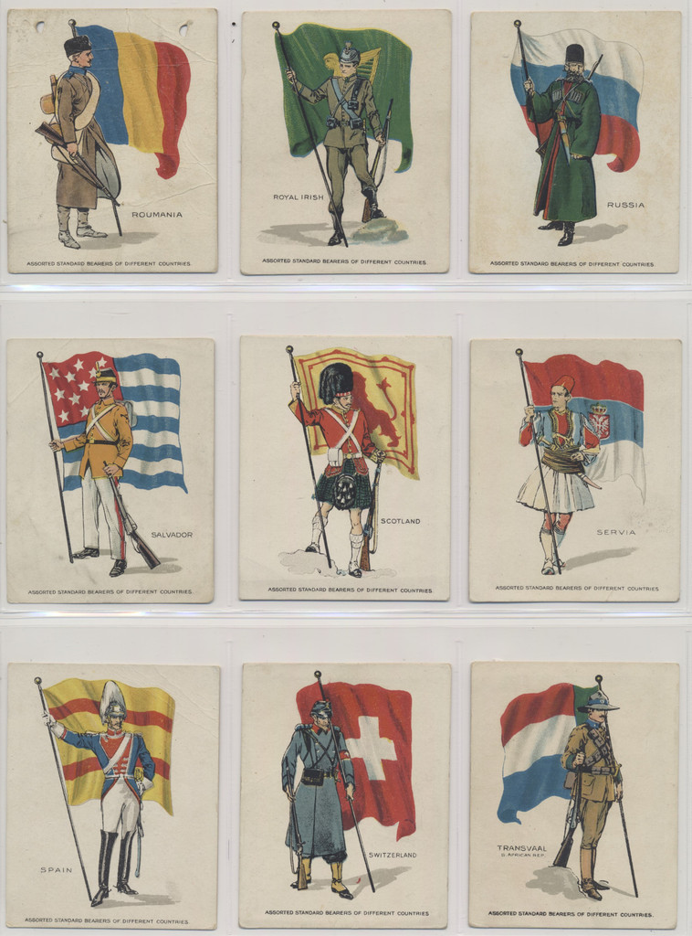 1914-16 T105 Assorted Standard Bearers Of Different Countries Thick Line Back  35/50 Will Sell Singles  #*sku35148