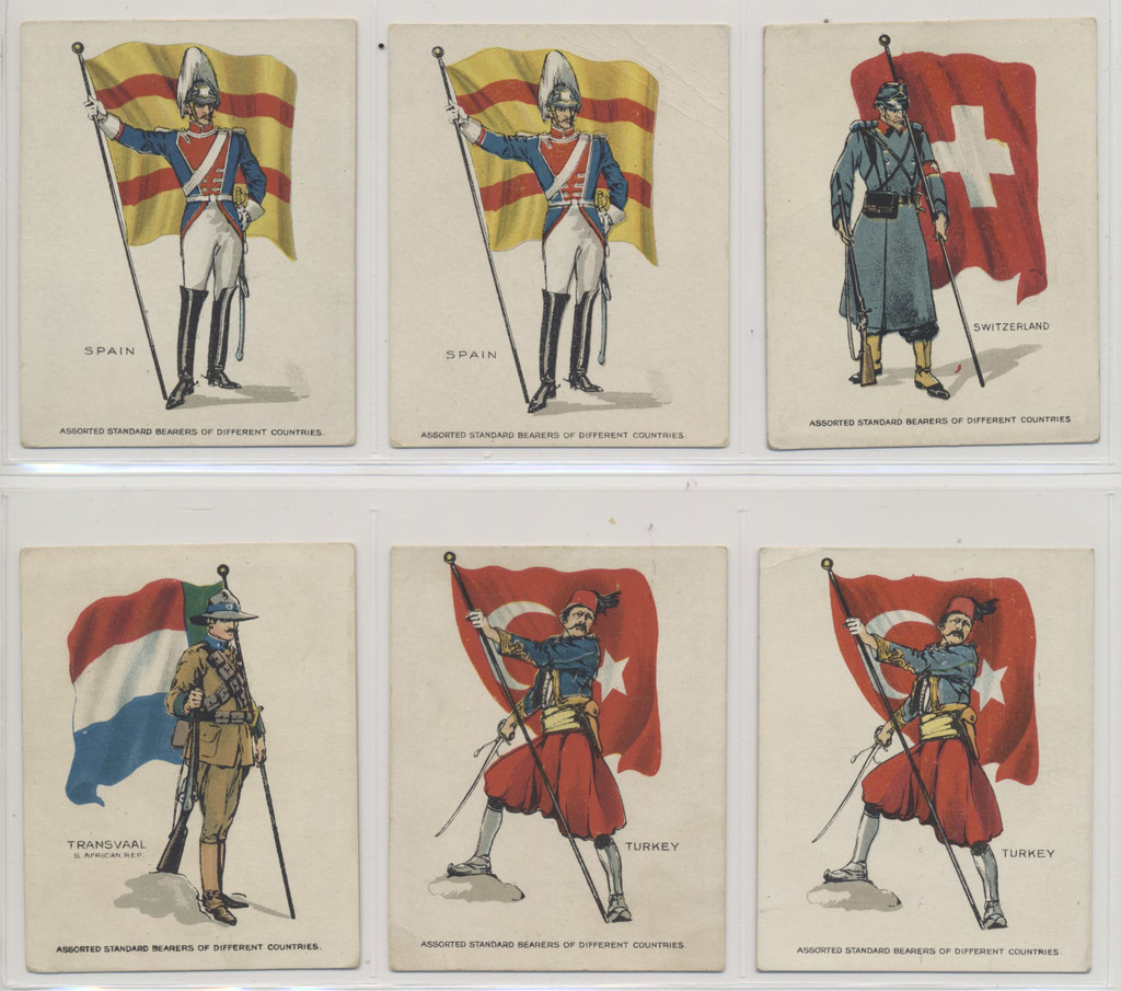 1914-16 T105 Assorted Standard Bearers Of Different Countries Thick Line Back from ZIRA Cigarettes 33/50 plus 9 duplicates Total 42 cards WILL SELL SINGLES  #*sku37210