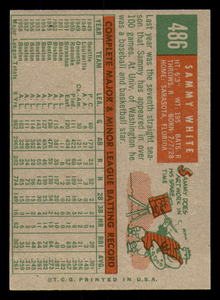 1959 Topps #486 Sammy White Ex-Mint  ID: 393412