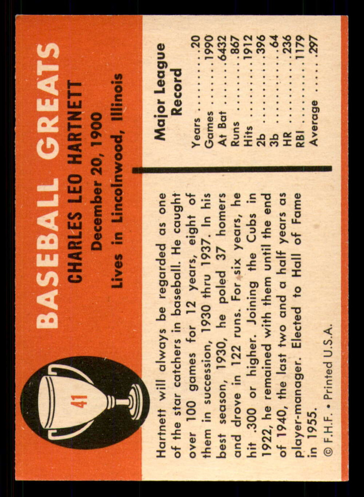 1961 Fleer #41 Gabby Hartnett Excellent+  ID: 393584