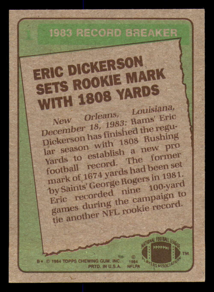 1984 Topps #1 Eric Dickerson RB Ex-Mint 