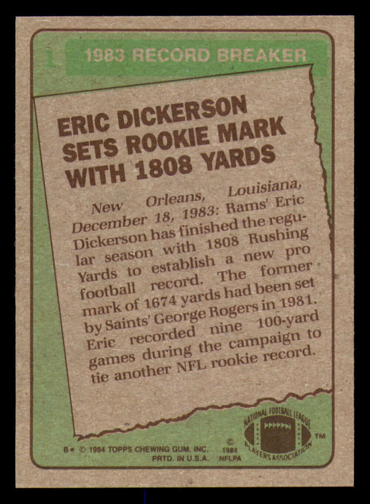 1984 Topps #1 Eric Dickerson RB NM-Mint  ID: 394305