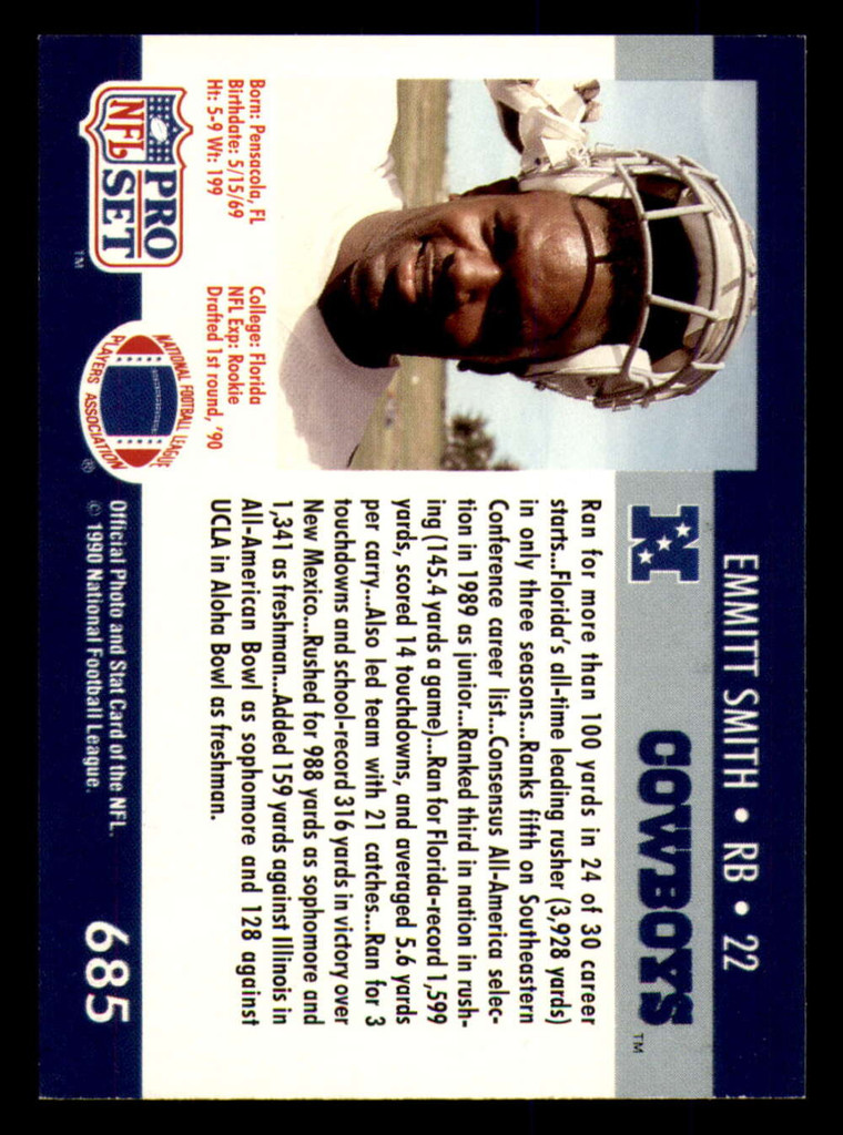 1990 Pro Set #685 Emmitt Smith NM-Mint RC Rookie  ID: 394388