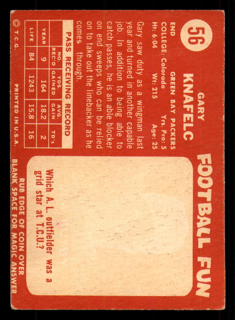 1958 Topps #56 Gary Knafelc Excellent  ID: 394457