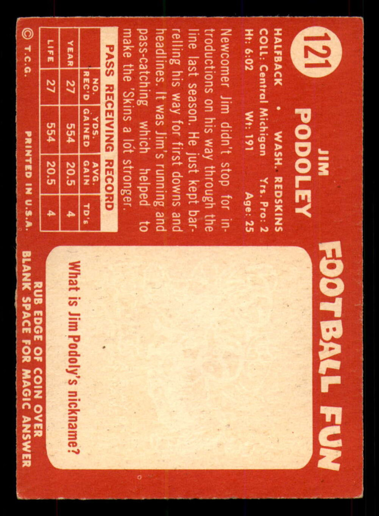 1958 Topps #121 Jim Podoley UER Excellent+  ID: 394486