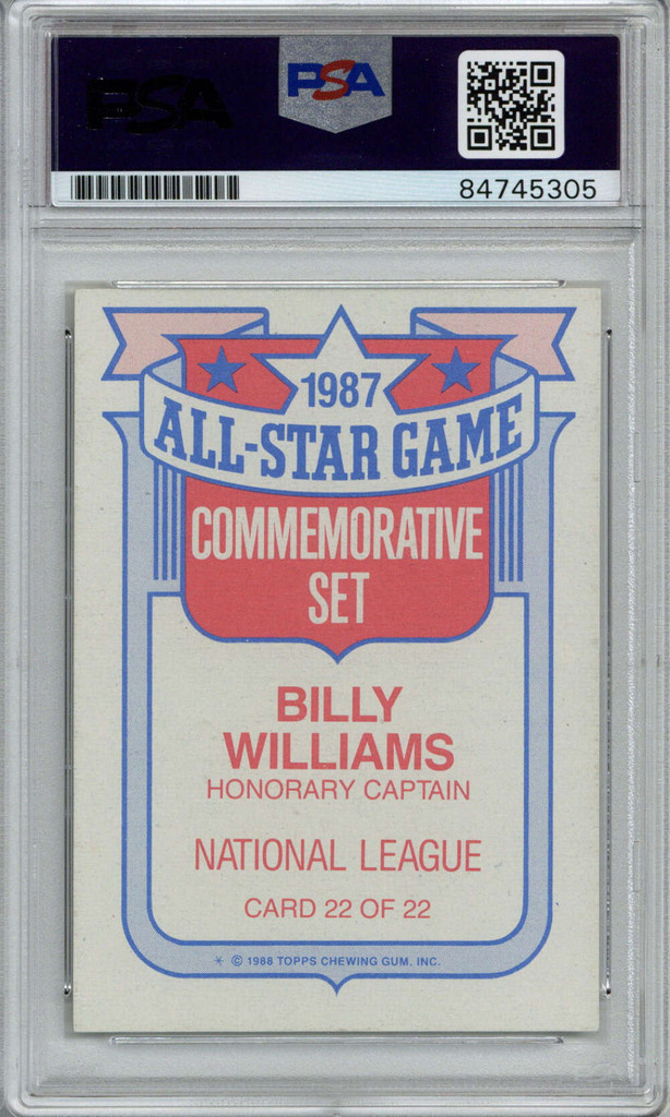 1988 Topps 1987 All-Star Game #22 Billy Williams Signed Auto PSA/DNA Cubs