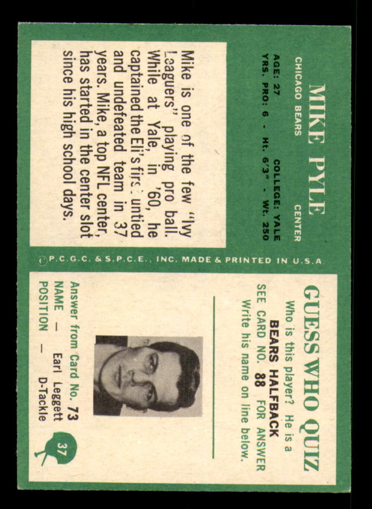 1966 Philadelphia #37 Mike Pyle Ex-Mint  ID: 395163