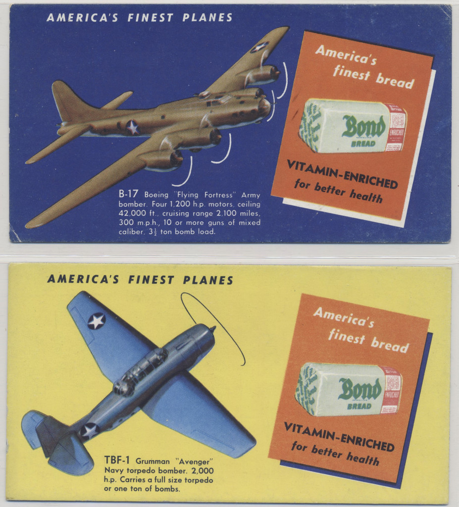 circ. 1940/50 F280-1a Bond Bread  Ink Blotters  Mostly Planes and Rockets Lot 8 different  #*sku37622