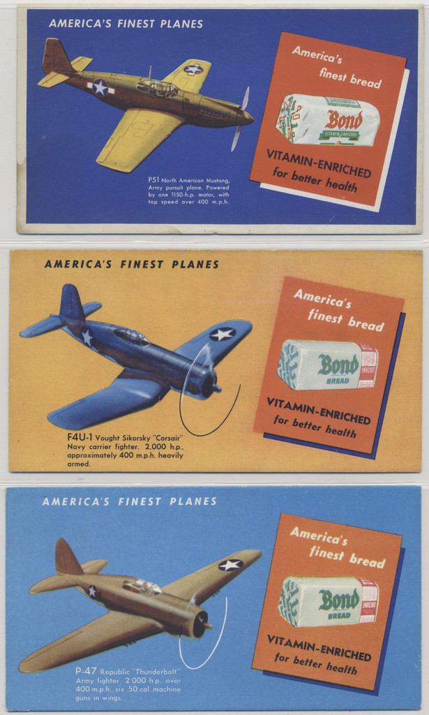 circ. 1940/50 F280-1a Bond Bread  Ink Blotters  Mostly Planes and Rockets Lot 8 different  #*sku37622