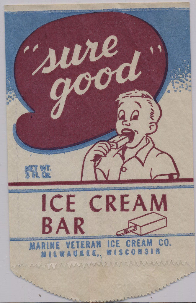 c1960's Marine Veteran Ice Cream Co Sure Good Ice Cream Bar Wrappersku35773