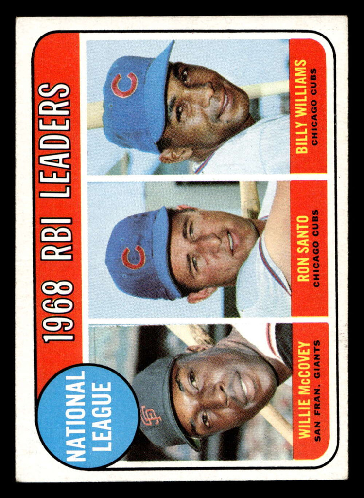 1969 Topps #4 Willie McCovey/Ron Santo/Billy Williams N.L. RBI Leaders Excellent+  ID: 396515