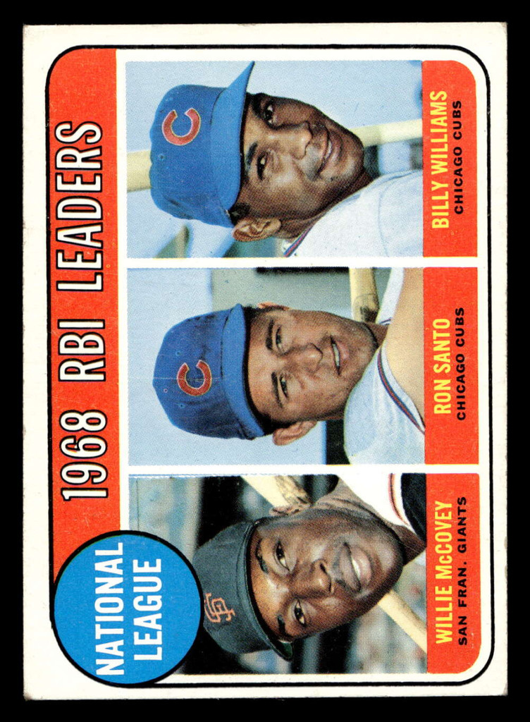 1969 Topps #4 Willie McCovey/Ron Santo/Billy Williams N.L. RBI Leaders Excellent+  ID: 396516