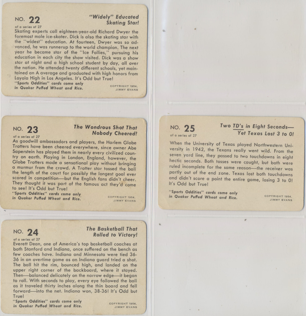 1954 F279-20 Quaker Sports Oddities 22/27  #*sku35888