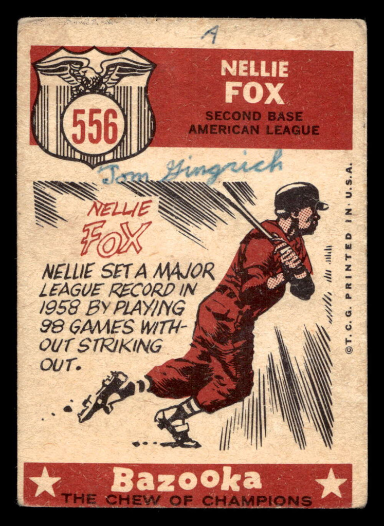 1959 Topps #556 Nellie Fox AS Writing on Back White Sox AS ID:396777