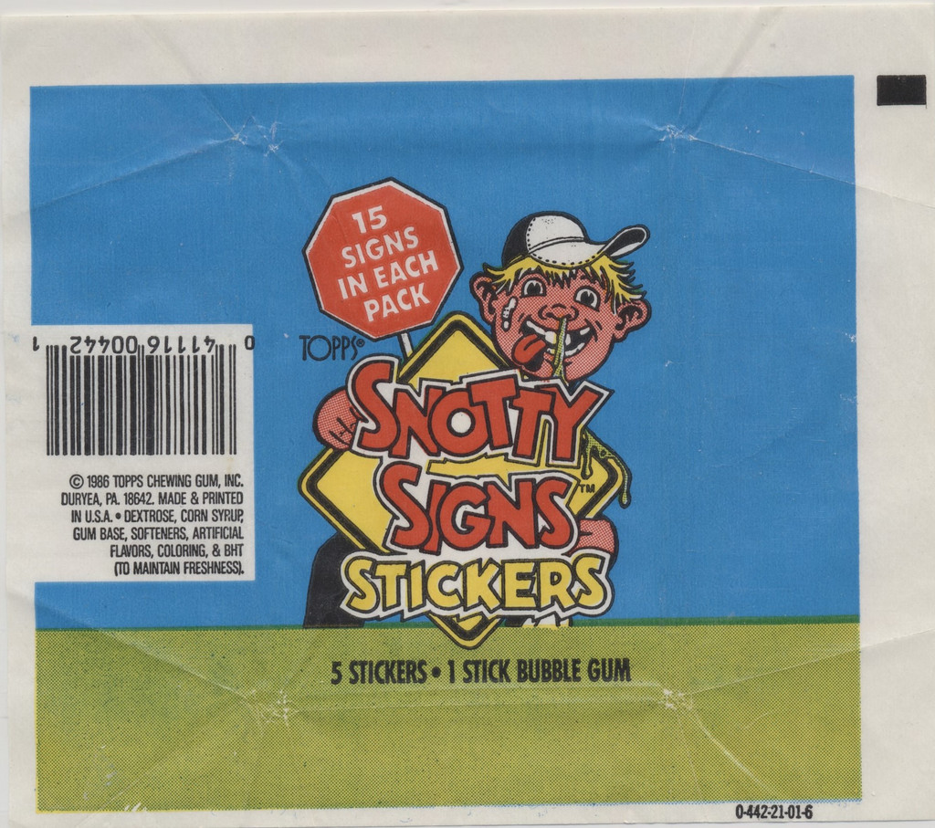 1986 Topps Snotty Signs Stickers  Wrapper  #*sku36019