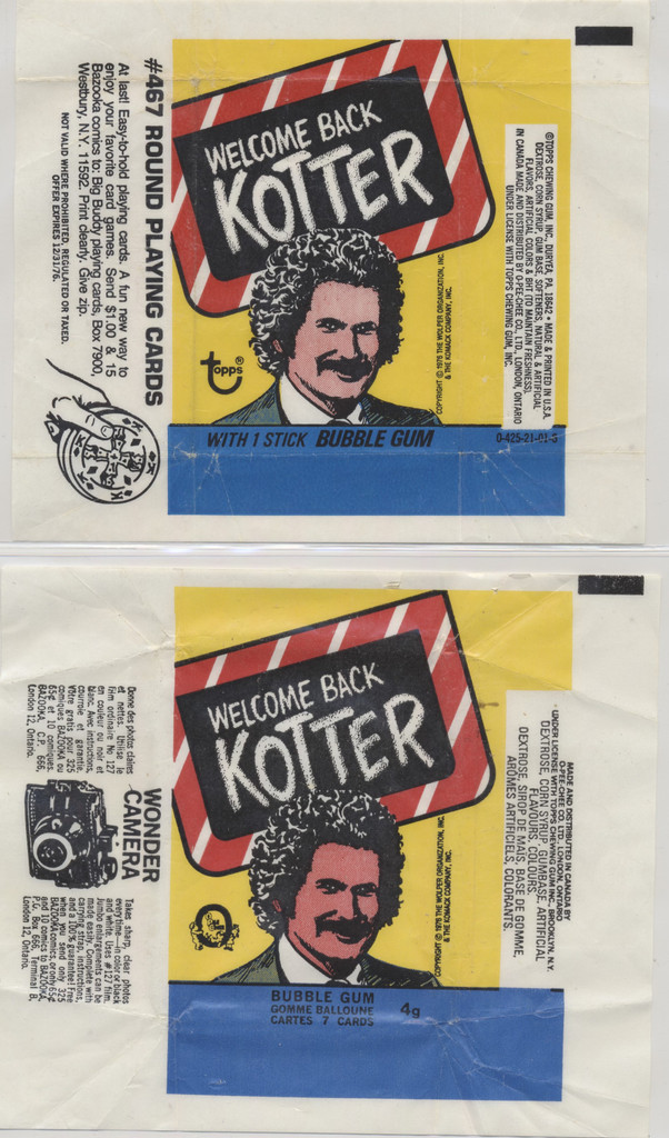 1976 Topps & OPC  Welcome Back Kotter  Wrappers  Lot of 2 Different  #*sku36031