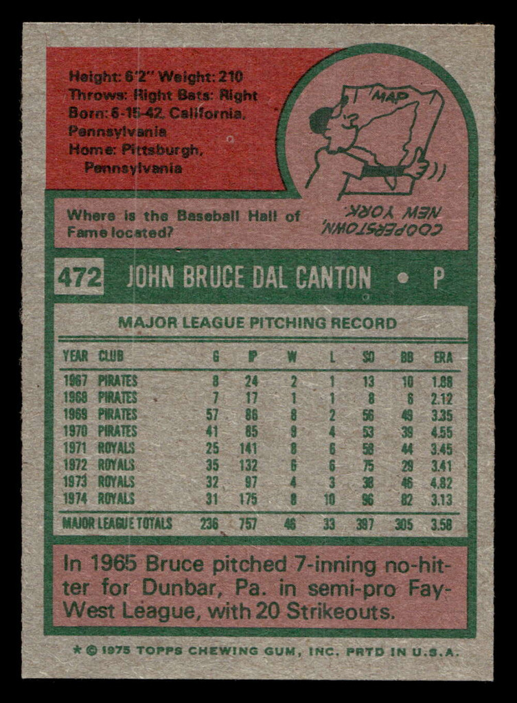 1975 Topps #472 Bruce Dal Canton Near Mint  ID: 398357