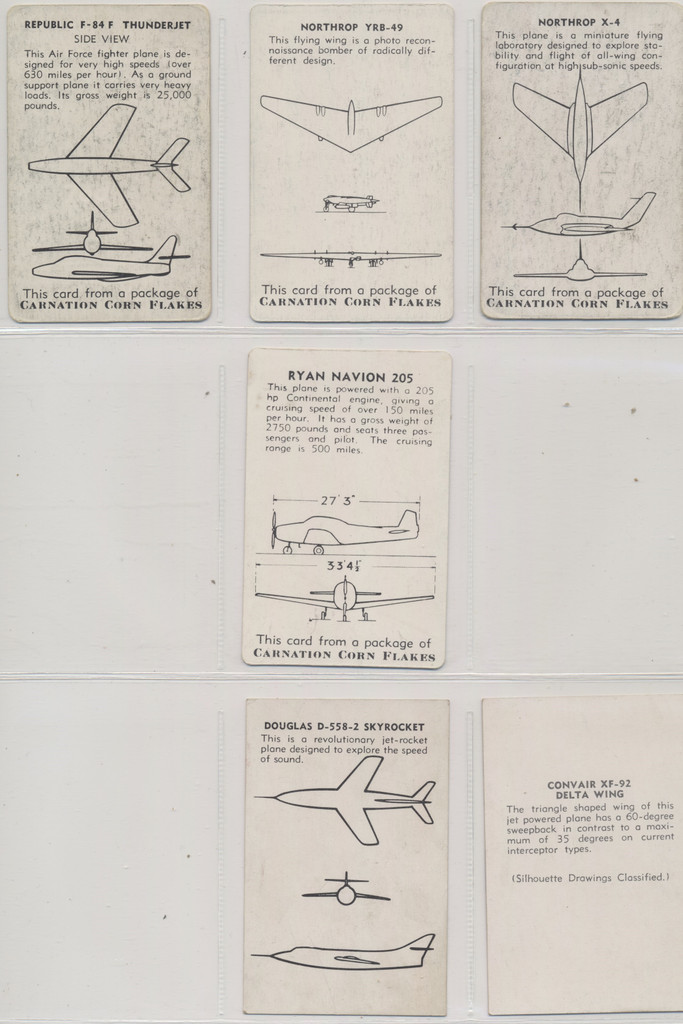 1952 F270-1 Carnation Corn Flakes  Aircraft Recoginition 31/43 + 2 Variations  #*sku36044