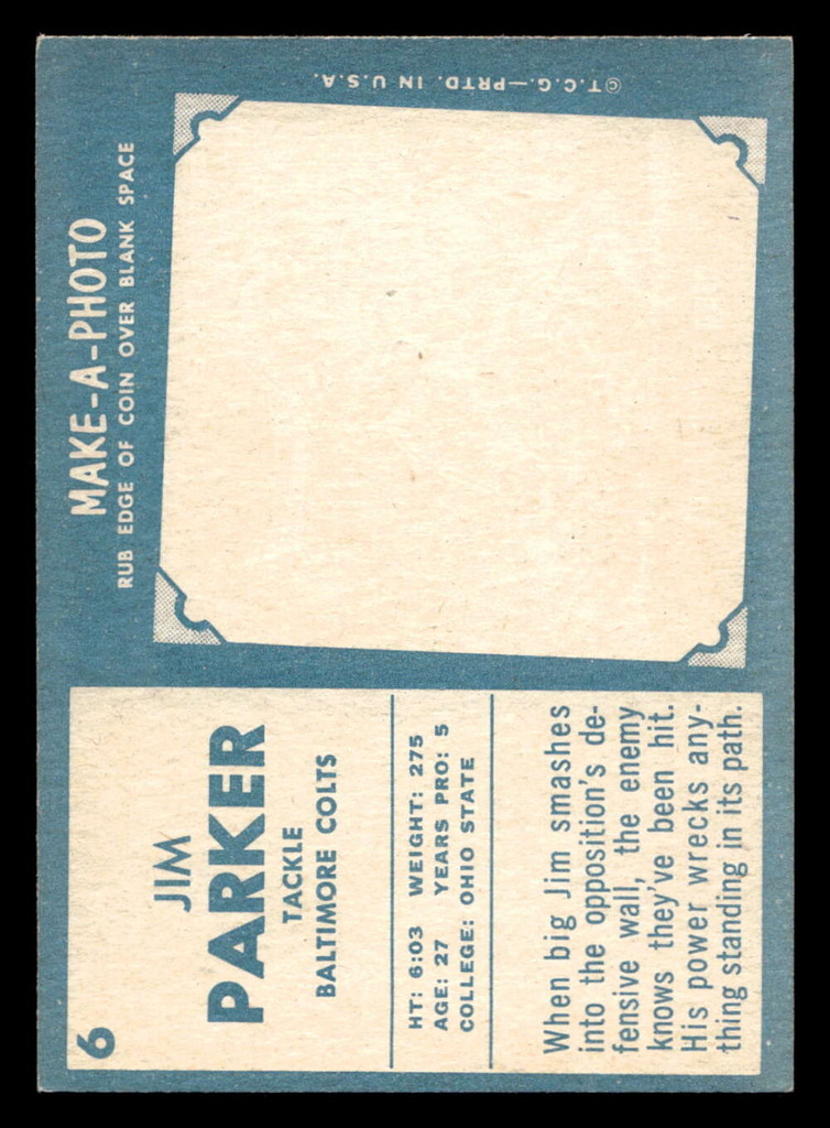 1961 Topps #6 Jim Parker Excellent+  ID: 399662